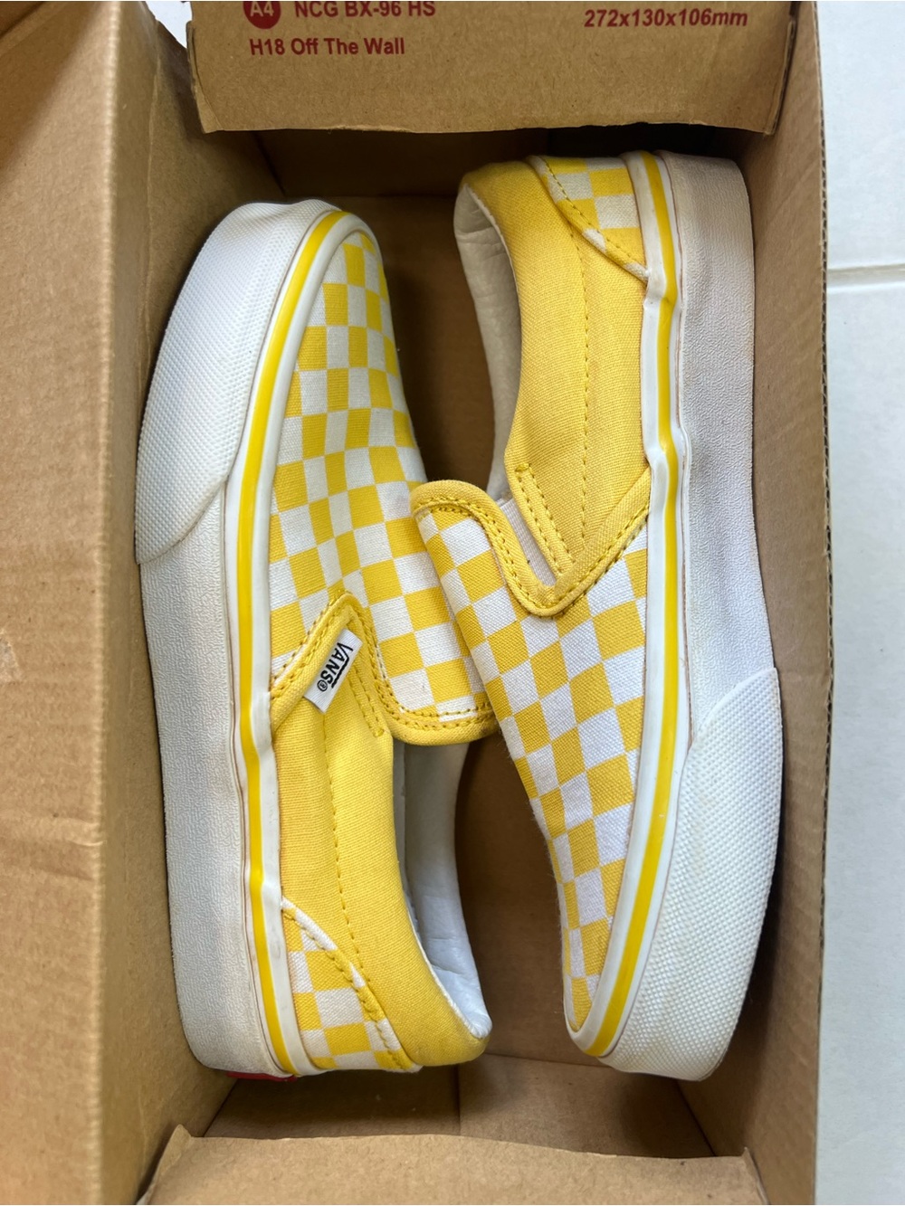 Vans Kids Checkerboard Slip-On Sneakers - Yellow & White